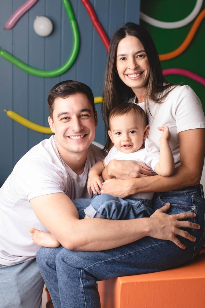 Belisa Moura com o marido e o filho João Gabriel